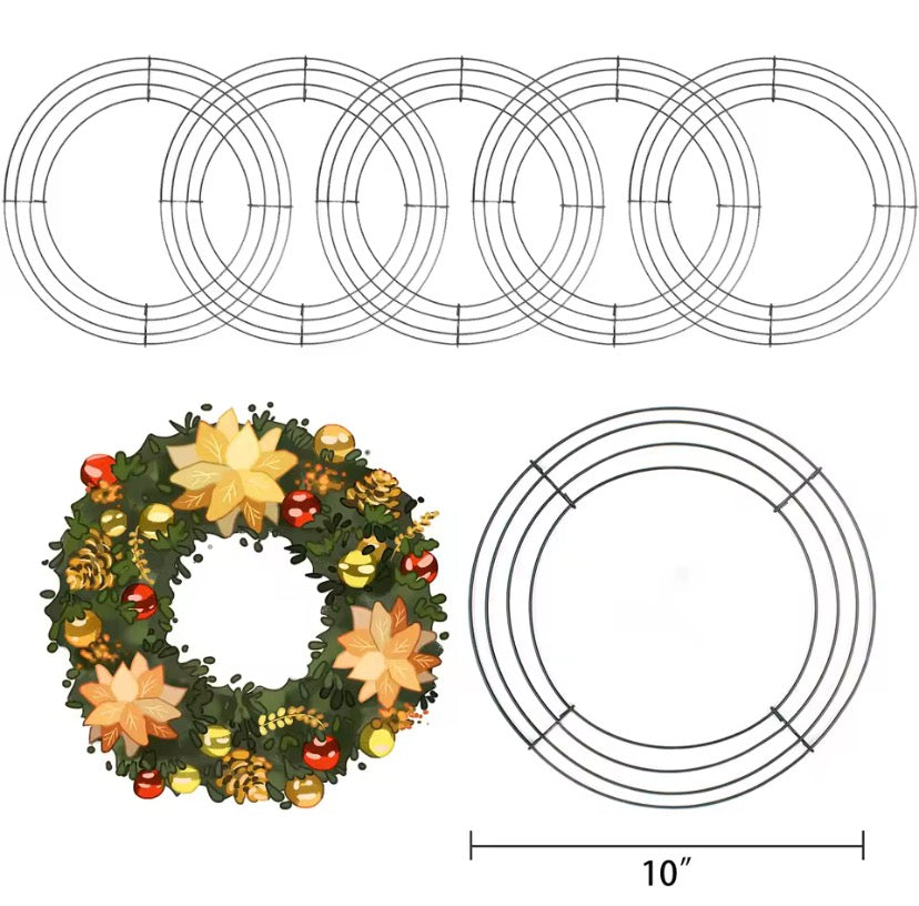 Metal Wreath Frame Rings – 10” DIY Floral & Holiday Wreath Base (Set of 5)