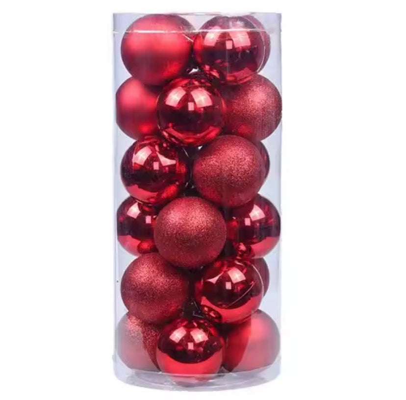 24-Piece Premium Bauble Ornament Set – Luxury Glass Finish Holiday Tree Decor