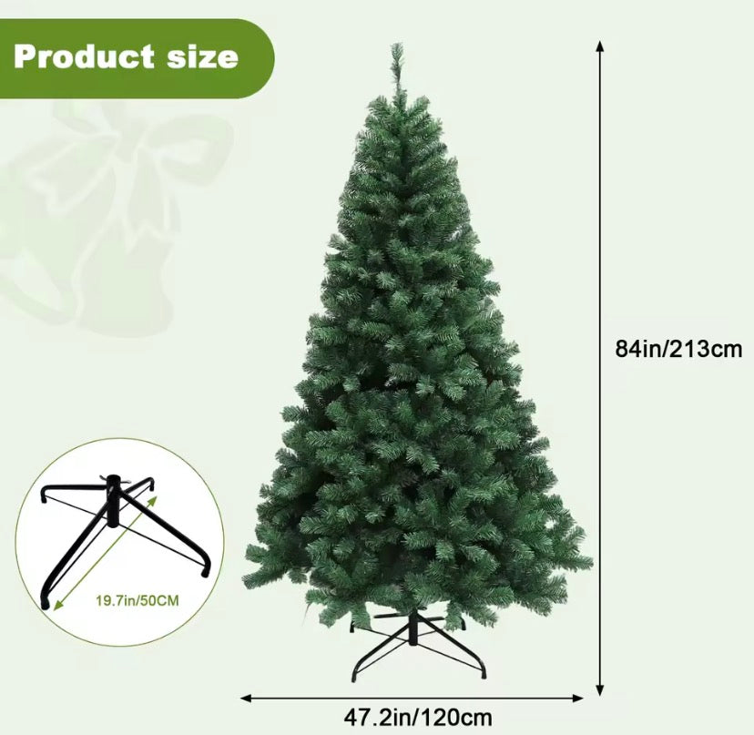 Deluxe 7ft Green Christmas Tree with Metal Stand