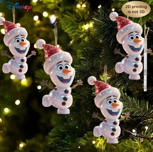 ✨ Olaf Christmas Tree Hanging Ornaments – 2D Glitter Holiday Decoration