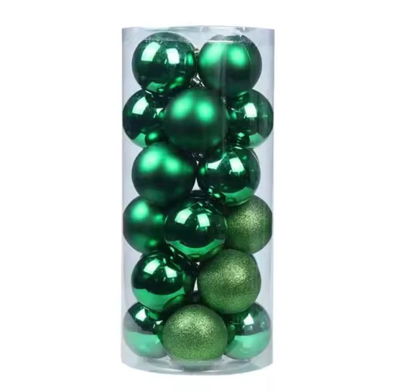 24-Piece Premium Bauble Ornament Set – Luxury Glass Finish Holiday Tree Decor