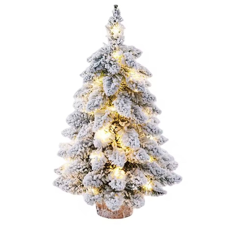 Snow Flocked Tabletop Christmas Tree (With Lights)