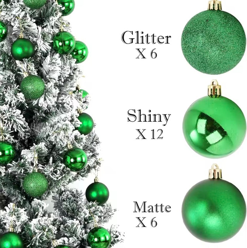 24-Piece Premium Bauble Ornament Set – Luxury Glass Finish Holiday Tree Decor