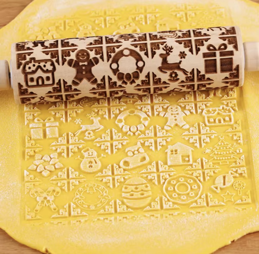 Christmas Embossing Rolling Pin