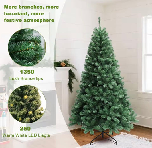 Deluxe 7ft Green Christmas Tree with Metal Stand