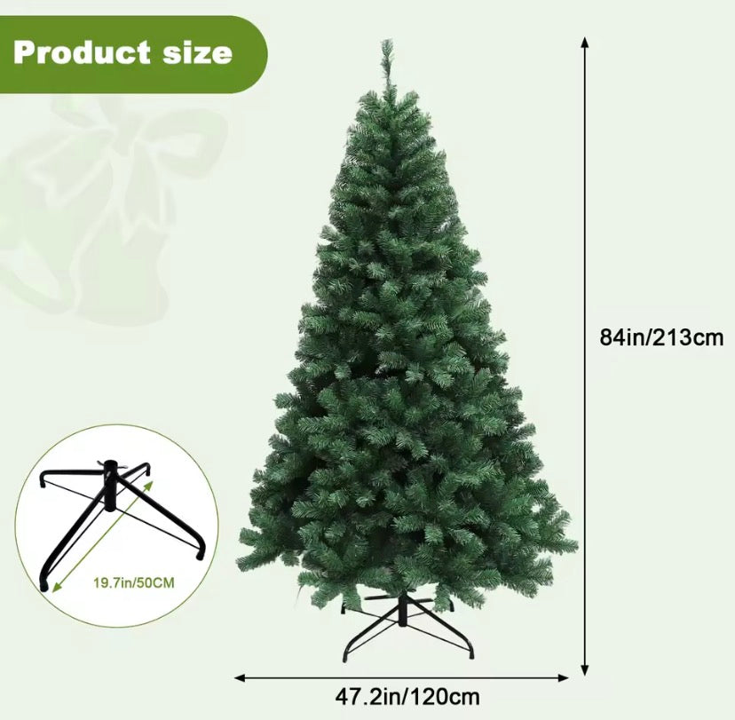 Deluxe 7ft Green Christmas Tree with Metal Stand