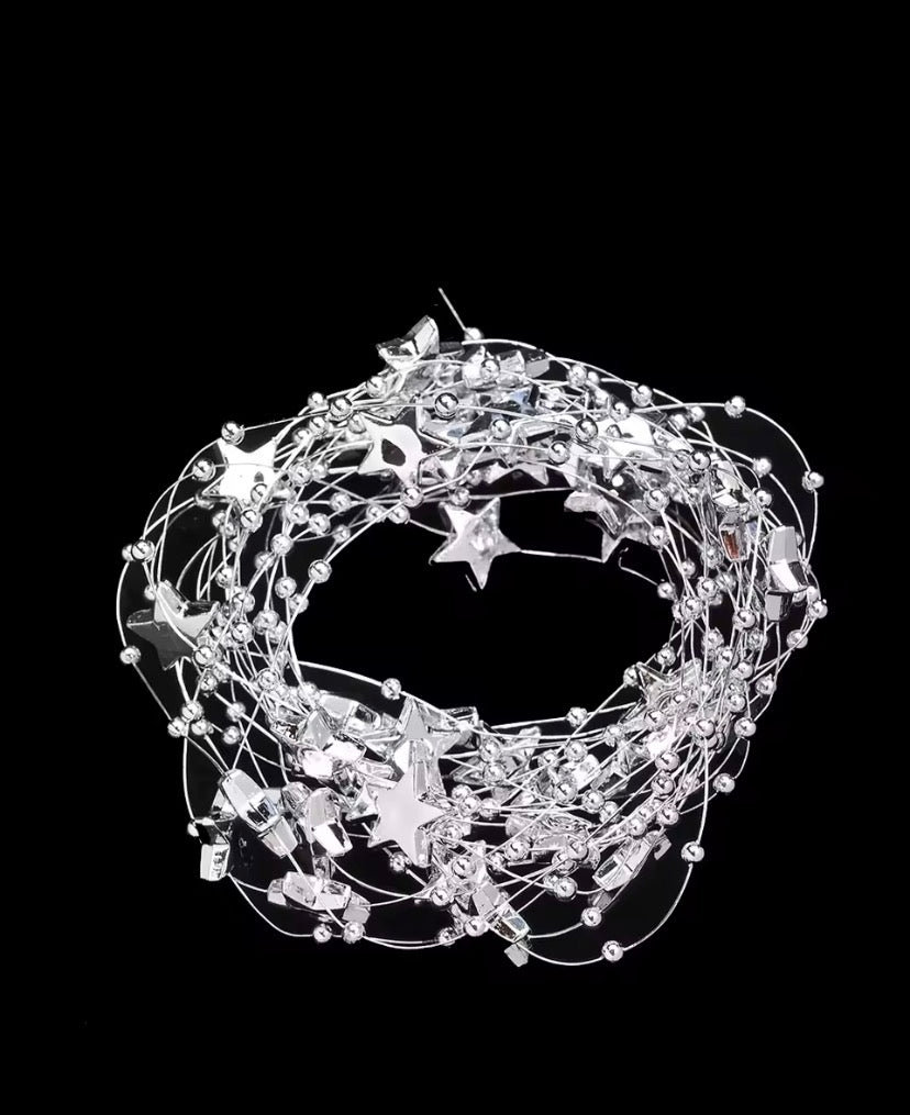 Christmas Star Garland Ribbon Roll – Decorative Craft & Tree Trim Ribbon