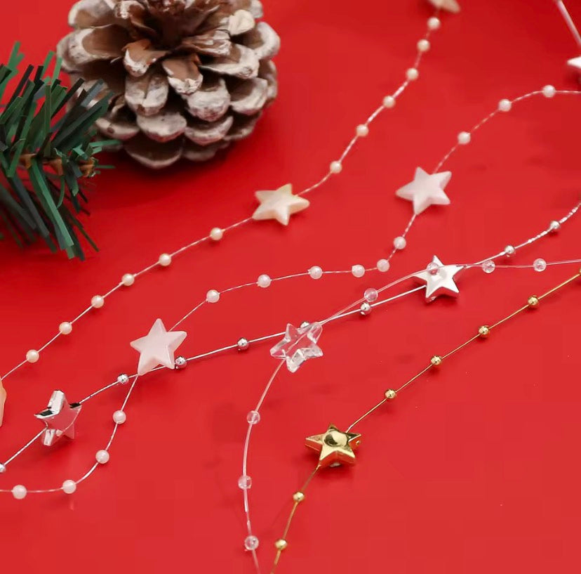 Christmas Star Garland Ribbon Roll – Decorative Craft & Tree Trim Ribbon