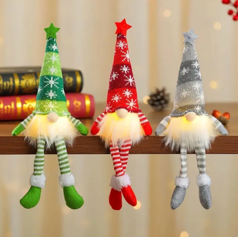 LED Sitting Christmas Gnome Plush Set (3pcs)