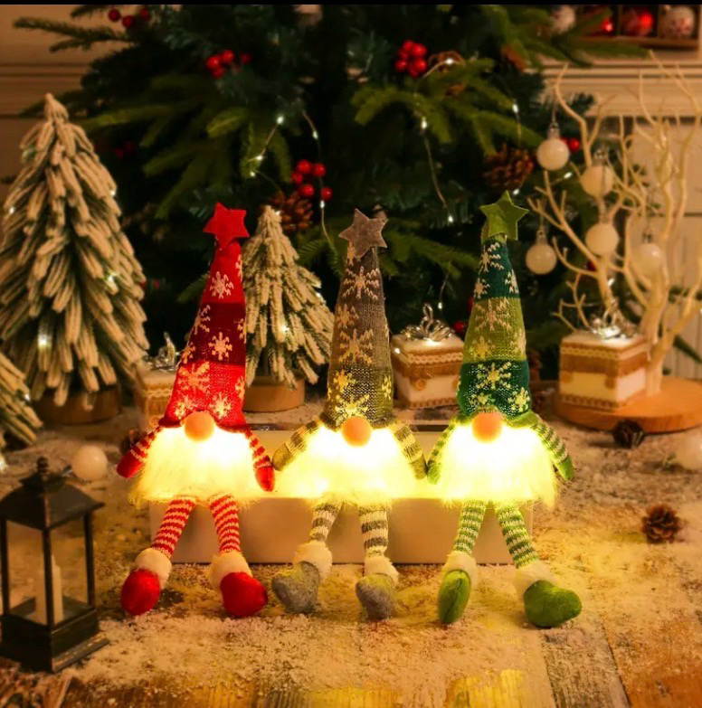 LED Sitting Christmas Gnome Plush Set (3pcs)