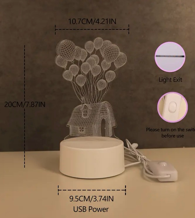 3D Floating House LED Night Light