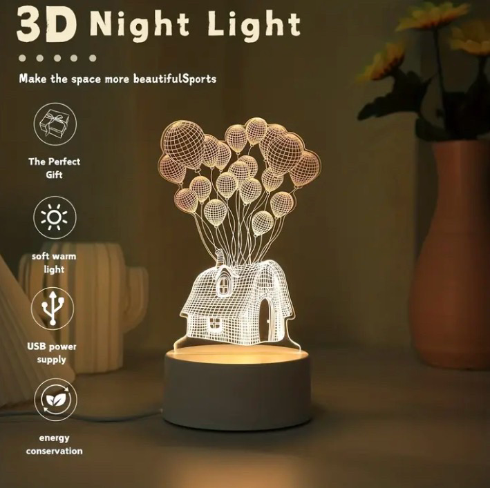 3D Floating House LED Night Light
