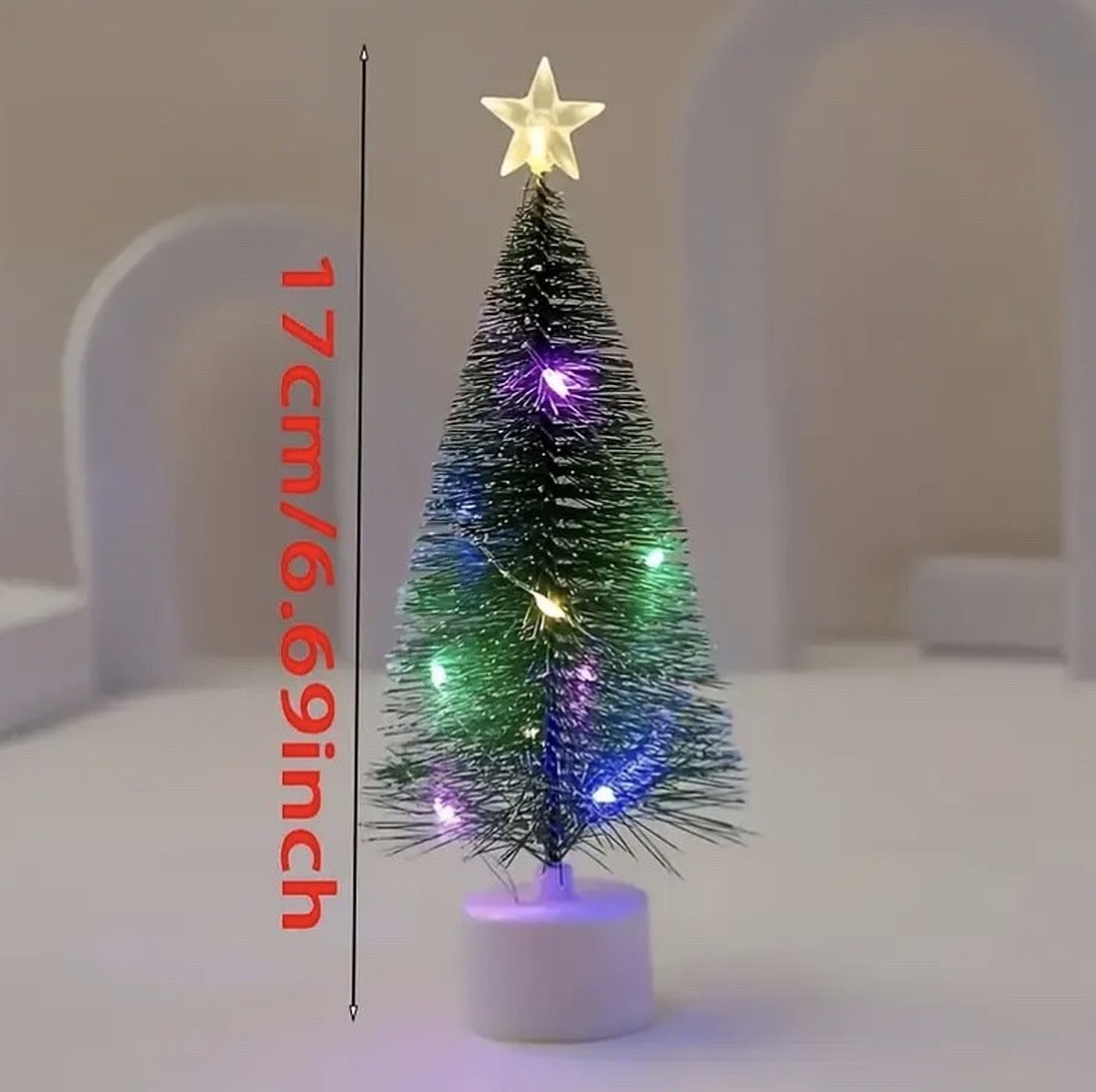 LED Star-Topped Bottle Brush Christmas Tree (17cm)
