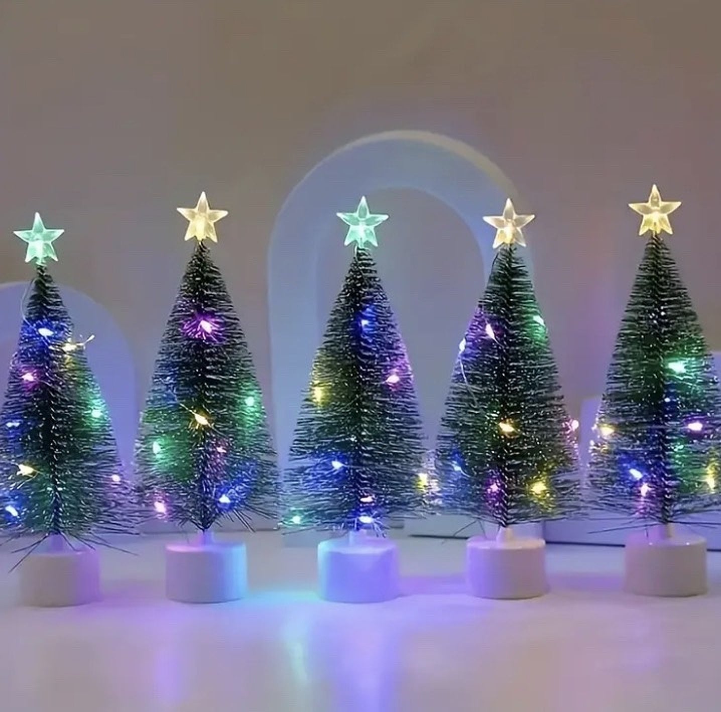 LED Star-Topped Bottle Brush Christmas Tree (17cm)