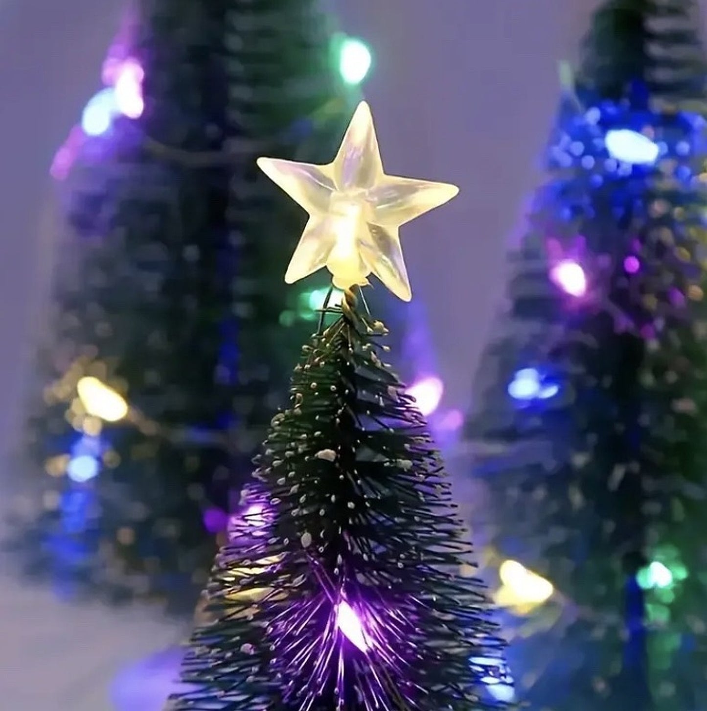 LED Star-Topped Bottle Brush Christmas Tree (17cm)