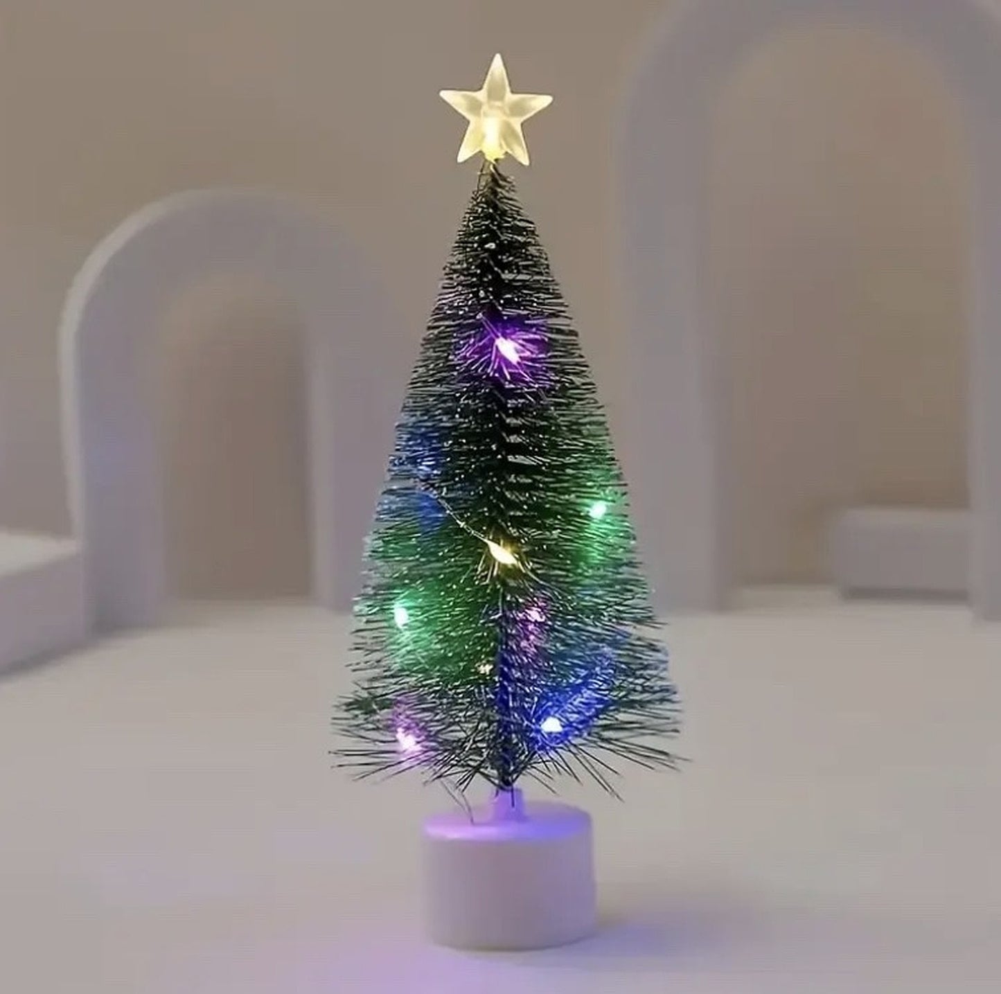 LED Star-Topped Bottle Brush Christmas Tree (17cm)