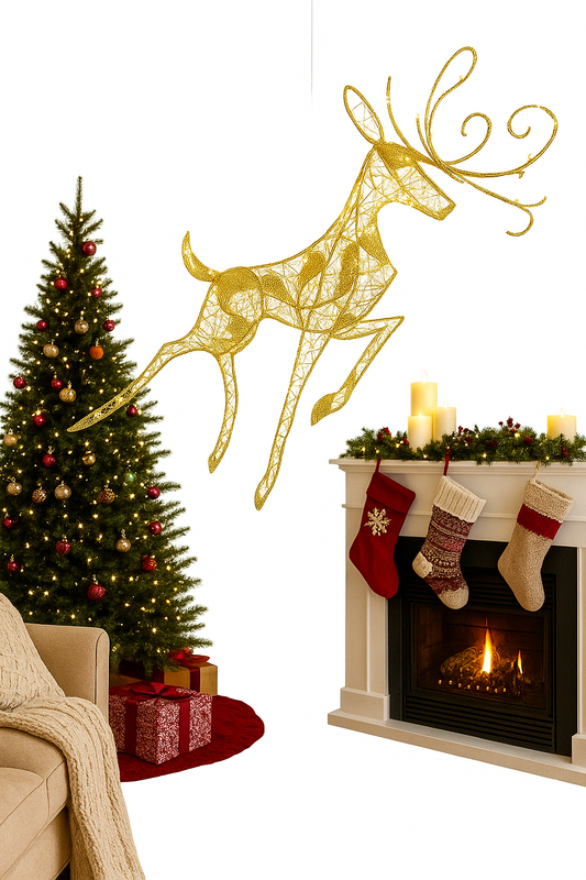 Golden LED Reindeer Light Sculpture