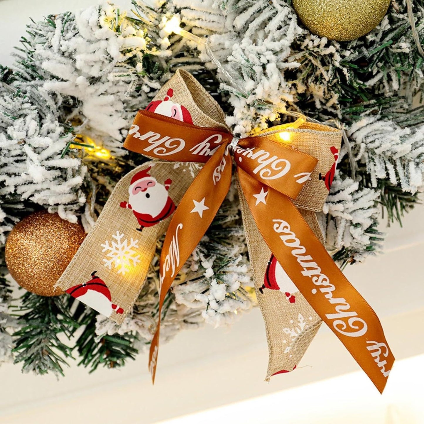 60cm Christmas Wreath With Glitter Balls & LED Lights - Festive Holiday Decor