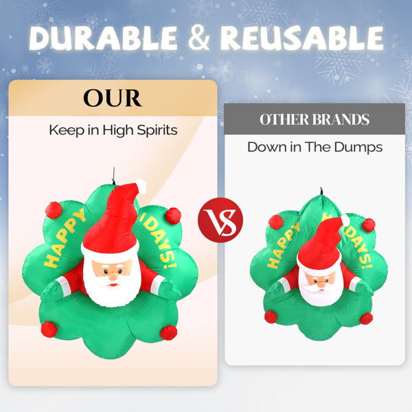 Window Santa Claus Wreath, 5 LED lights