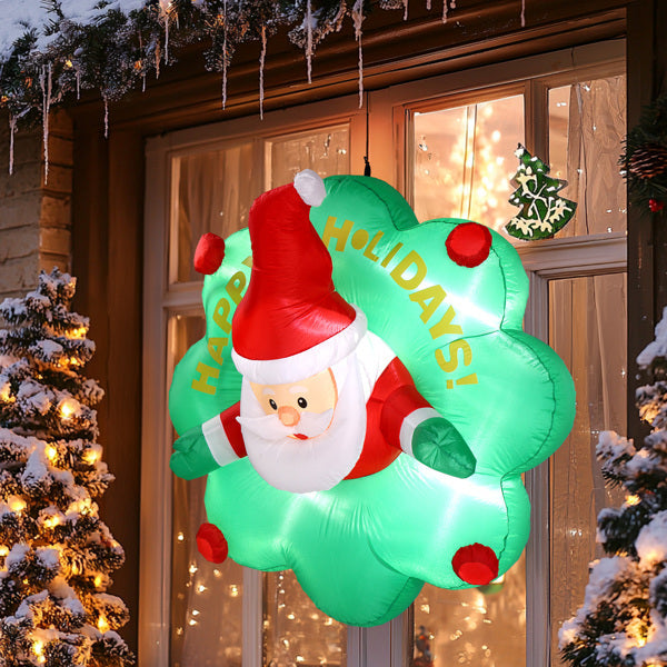 Window Santa Claus Wreath, 5 LED lights