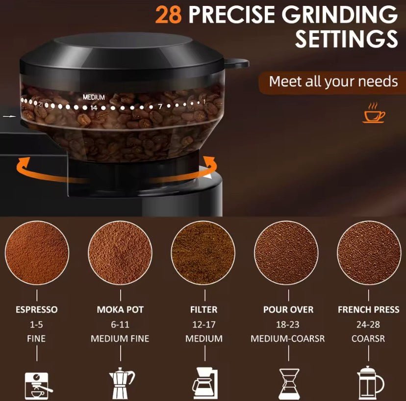 Electric Burr Coffee Grinder – Adjustable Grind Precision - Glowonlite - Glowonlite