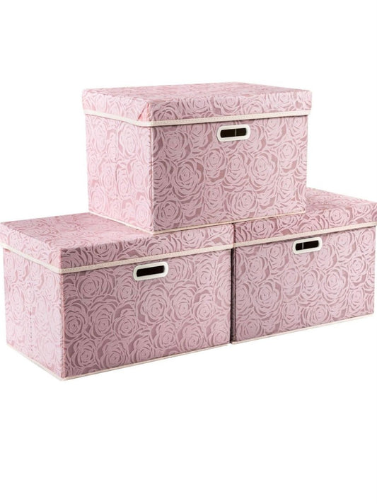 Floral Fabric Storage Box with Lid – Foldable Home Organizer - Glowonlite - Glowonlite