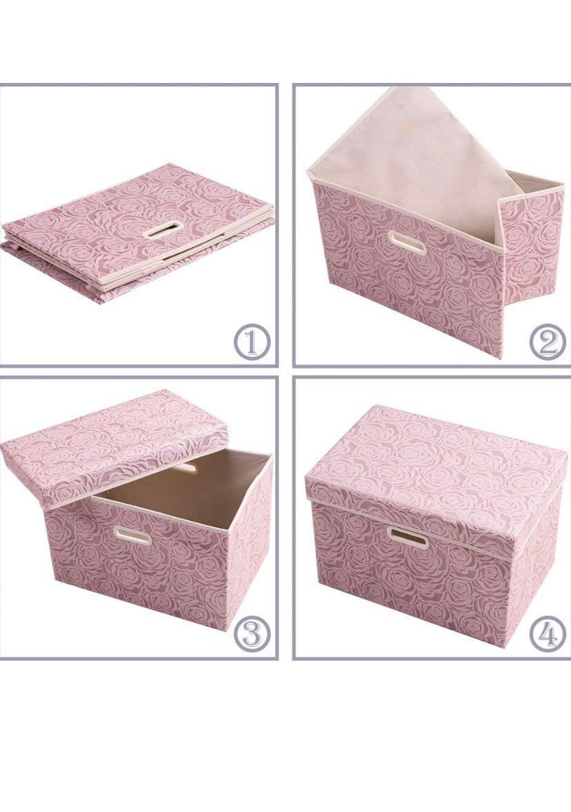 Floral Fabric Storage Box with Lid – Foldable Home Organizer - Glowonlite - Glowonlite