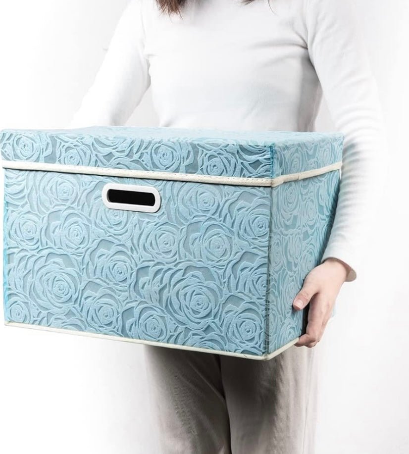 Foldable Fabric Storage Box with Lid & Handle – Large Capacity Home Organizer - Glowonlite - Glowonlite