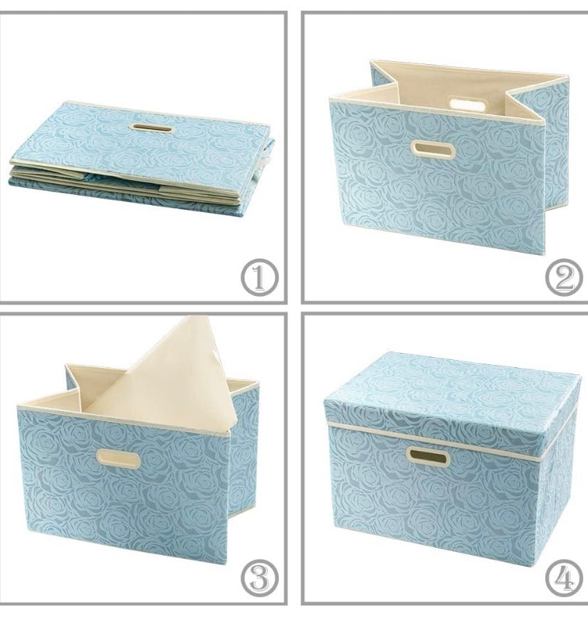Foldable Fabric Storage Box with Lid & Handle – Large Capacity Home Organizer - Glowonlite - Glowonlite