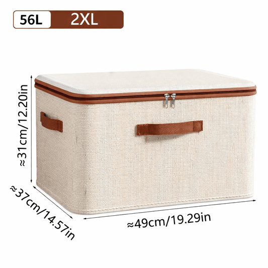 Foldable Fabric Storage Box with Lid & Handles – Multi - Purpose Home Organizer - Glowonlite - Glowonlite