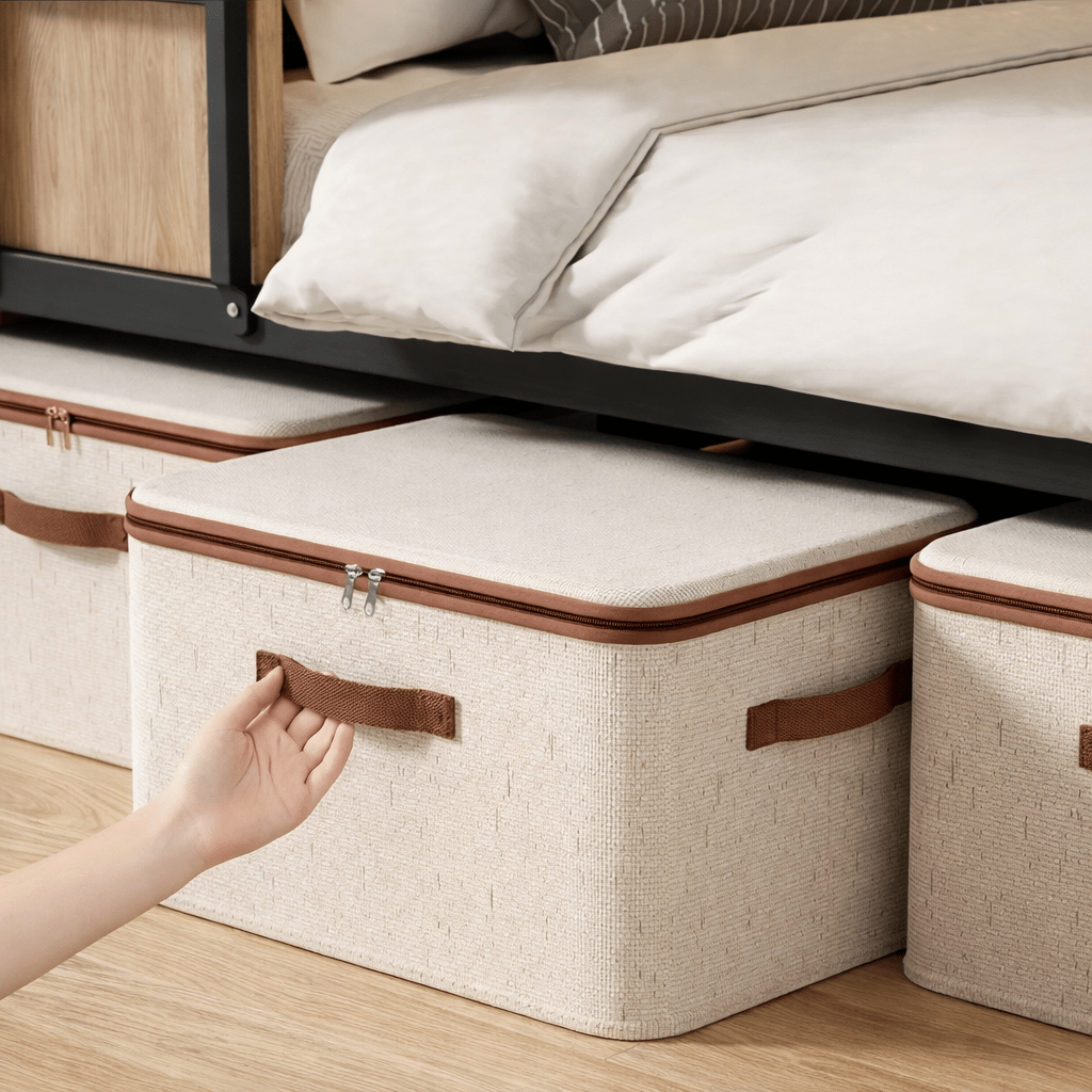 Foldable Fabric Storage Box with Lid & Handles – Multi - Purpose Home Organizer - Glowonlite - Glowonlite