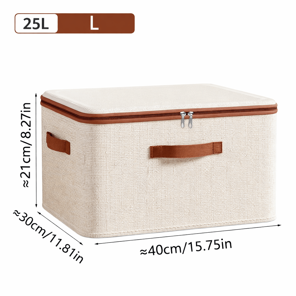 Foldable Fabric Storage Box with Lid & Handles – Multi - Purpose Home Organizer - Glowonlite - Glowonlite