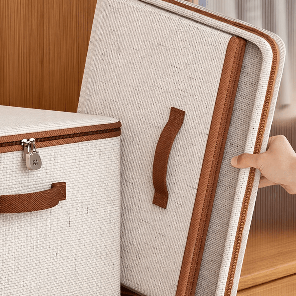 Foldable Fabric Storage Box with Lid & Handles – Multi - Purpose Home Organizer - Glowonlite - Glowonlite