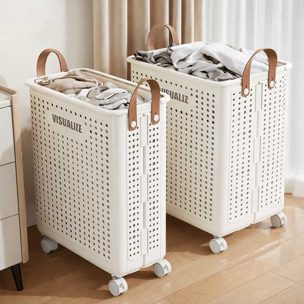 Foldable Rolling Laundry Basket with Wheels & Handles (Large Capacity) - Glowonlite - Glowonlite