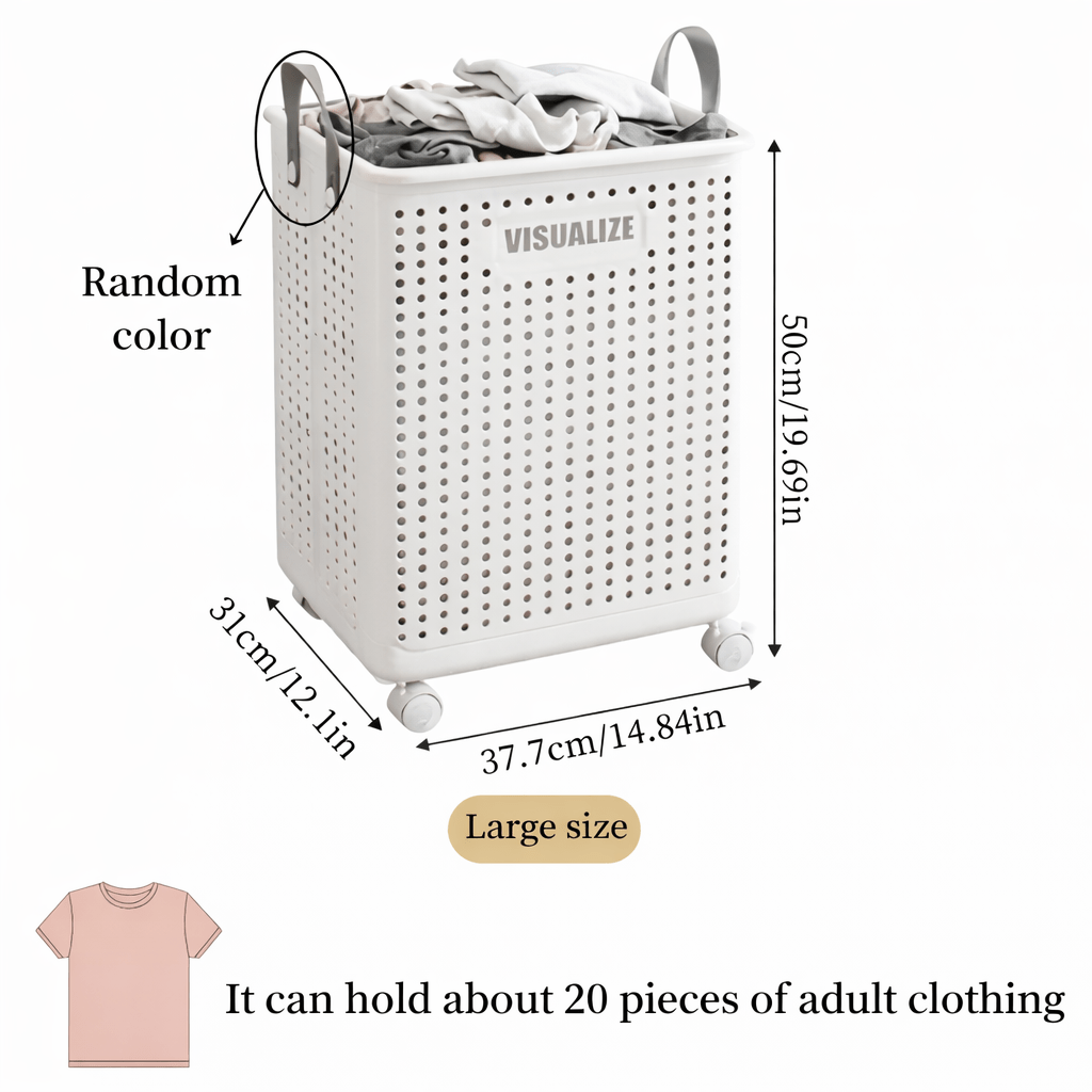 Foldable Rolling Laundry Basket with Wheels & Handles (Large Capacity) - Glowonlite - Glowonlite