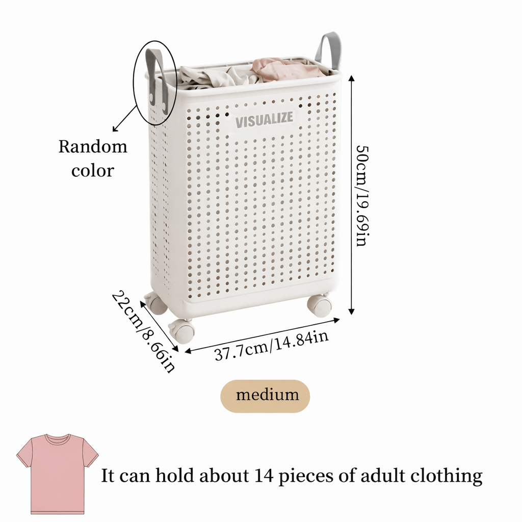 Foldable Rolling Laundry Basket with Wheels & Handles (Large Capacity) - Glowonlite - Glowonlite