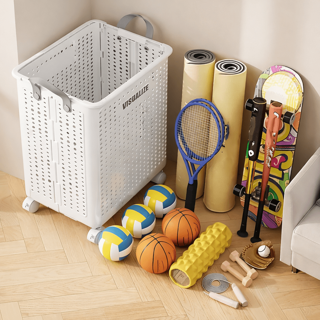 Foldable Rolling Laundry Basket with Wheels & Handles (Large Capacity) - Glowonlite - Glowonlite