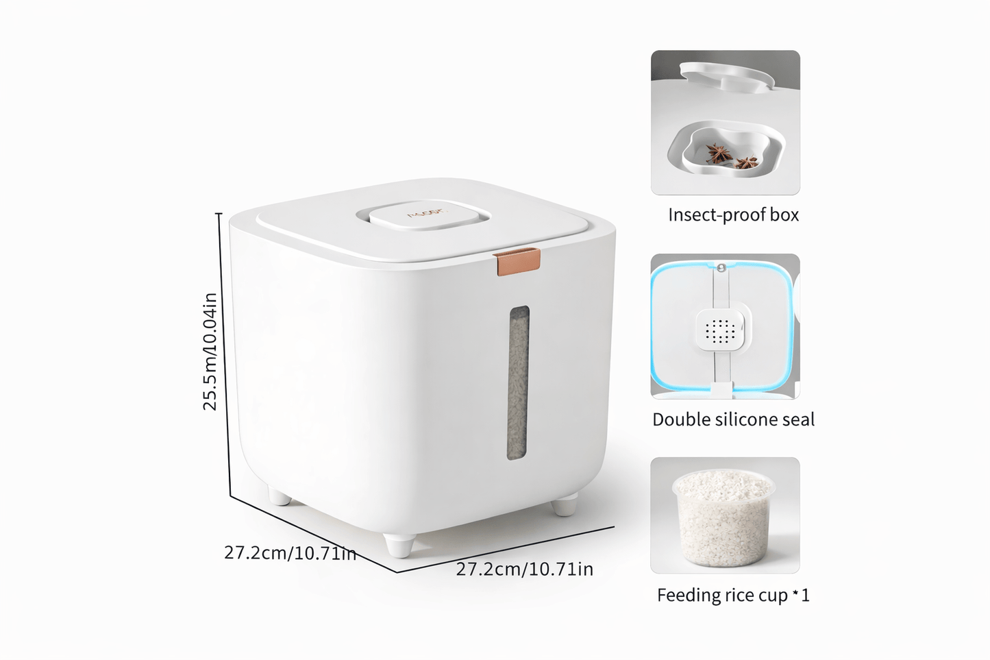 FreshFlow Airtight Grain & Rice Storage Container with One - Touch Lid - Glowonlite - Glowonlite