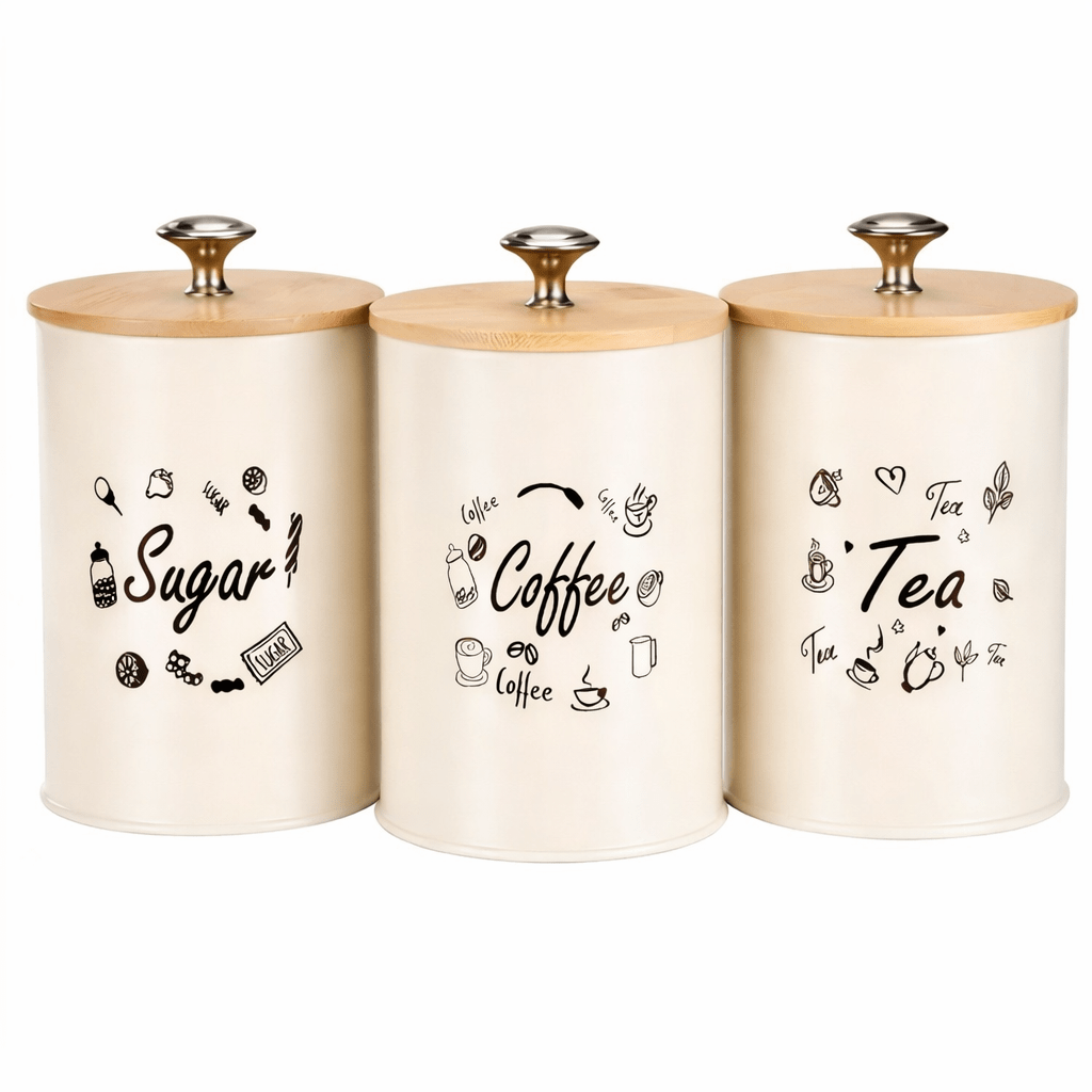 Glowonlite® Vintage Sugar, Coffee & Tea Canister Set (3 - Piece) - Glowonlite - Glowonlite