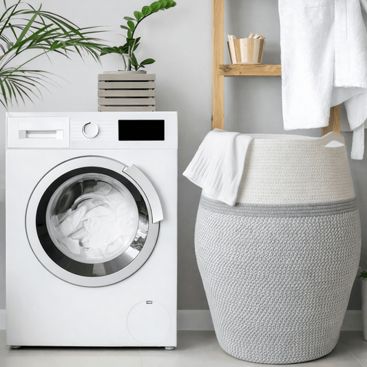 Handwoven Cotton Rope Laundry Basket – Large Capacity Storage Hamper - Glowonlite - Glowonlite