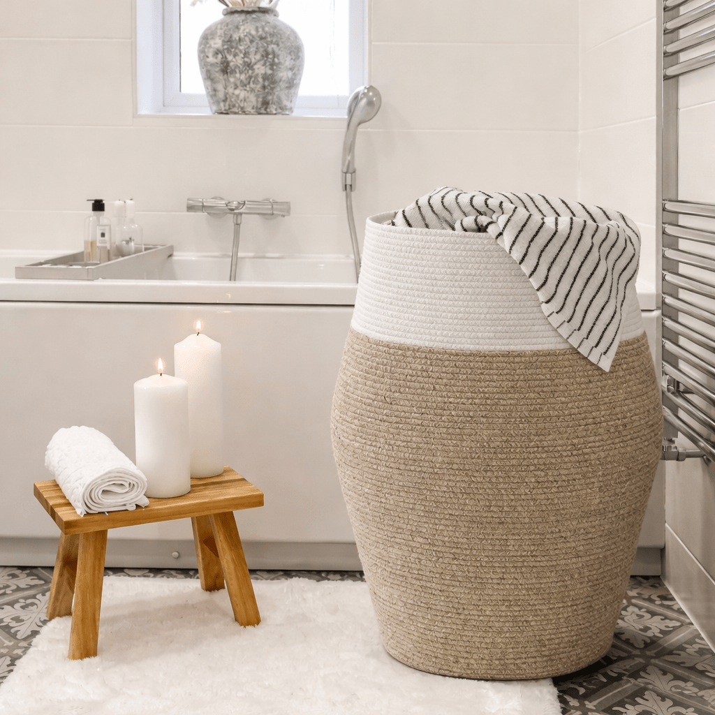 Handwoven Cotton Rope Laundry Basket – Large Capacity Storage Hamper - Glowonlite - Glowonlite