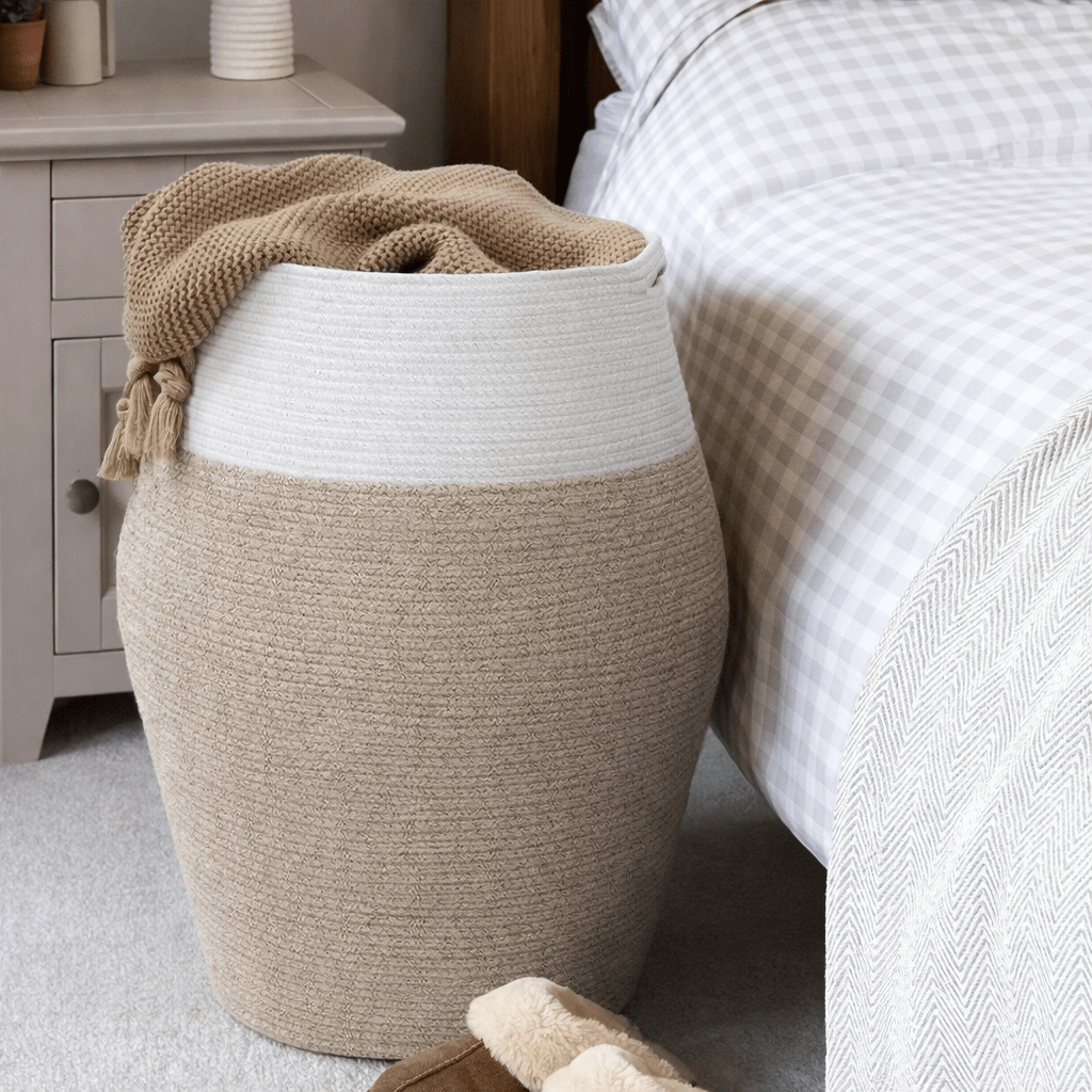 Handwoven Cotton Rope Laundry Basket – Large Capacity Storage Hamper - Glowonlite - Glowonlite