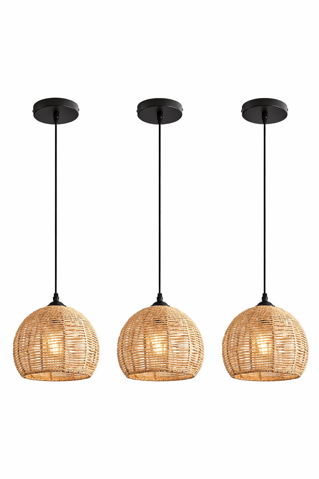 Handwoven Rattan Pendant Light – Natural Wicker Ceiling Lamp - Glowonlite - Glowonlite