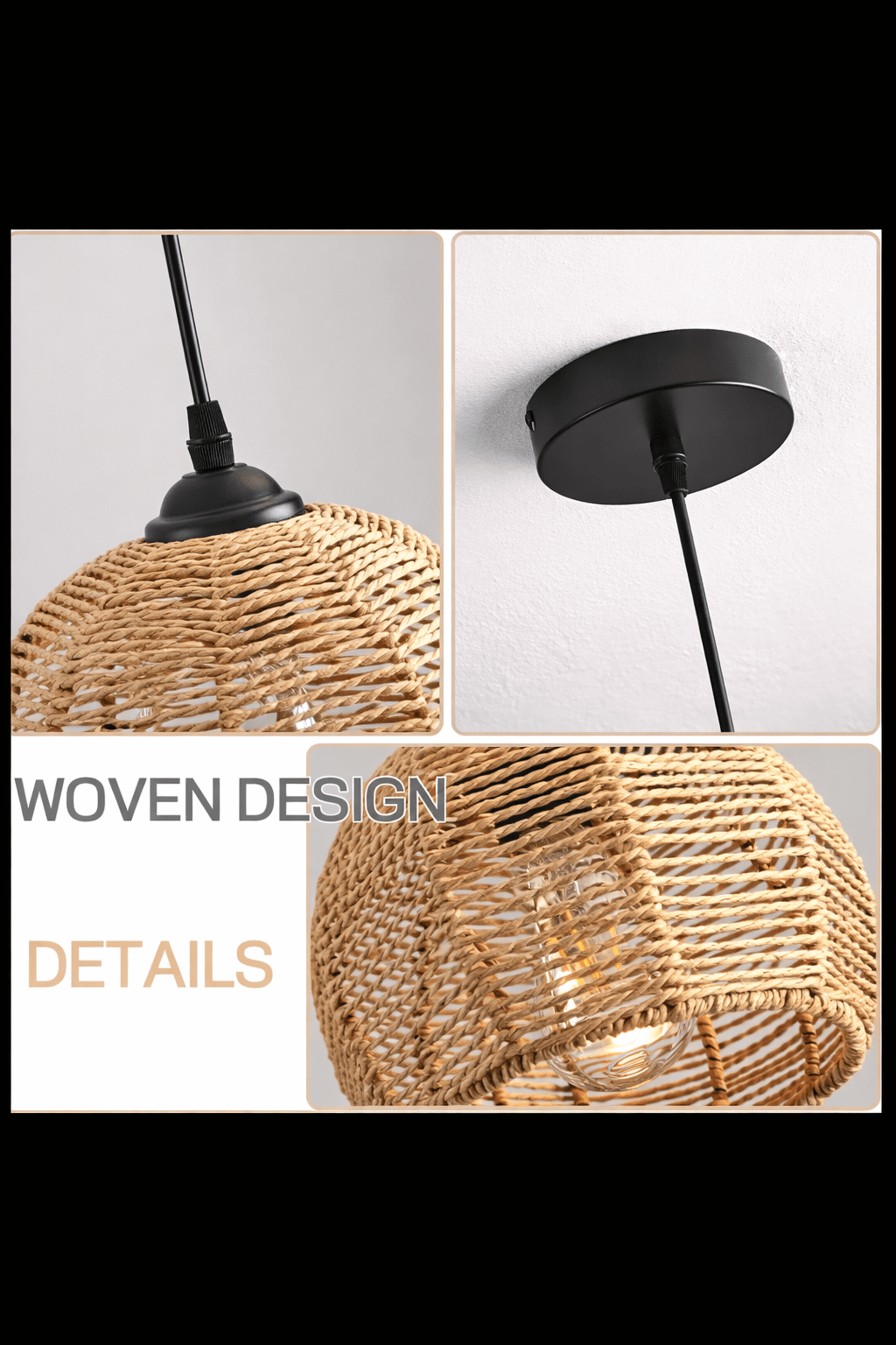 Handwoven Rattan Pendant Light – Natural Wicker Ceiling Lamp - Glowonlite - Glowonlite
