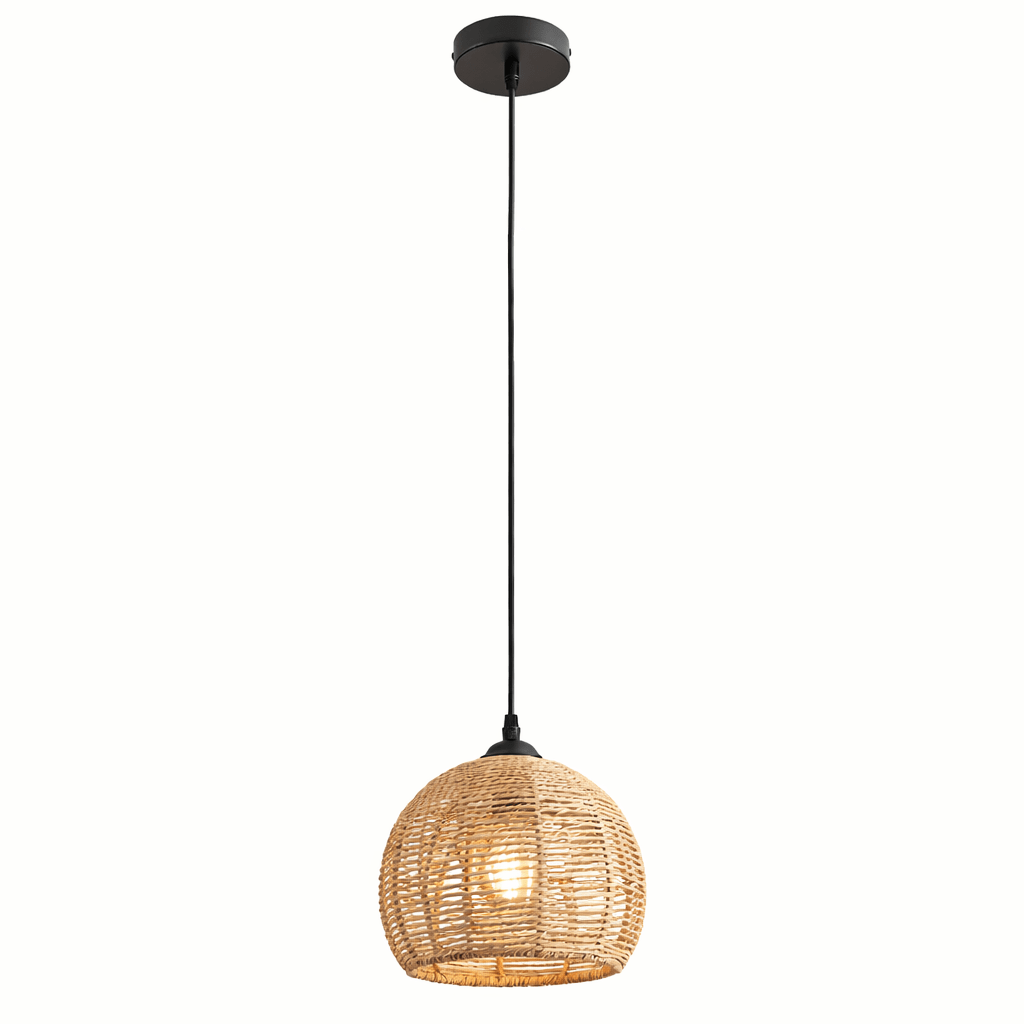 Handwoven Rattan Pendant Light – Natural Wicker Ceiling Lamp - Glowonlite - Glowonlite