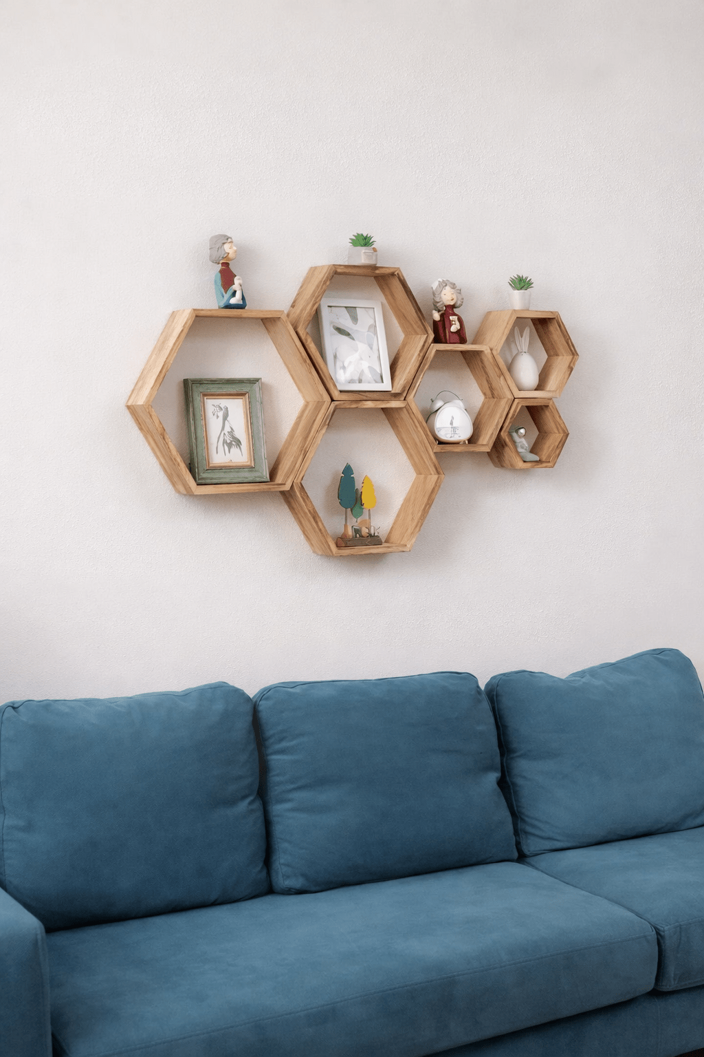 Hexagon Wooden Wall Shelf Set – Modern Honeycomb Display Shelves - Glowonlite - Glowonlite