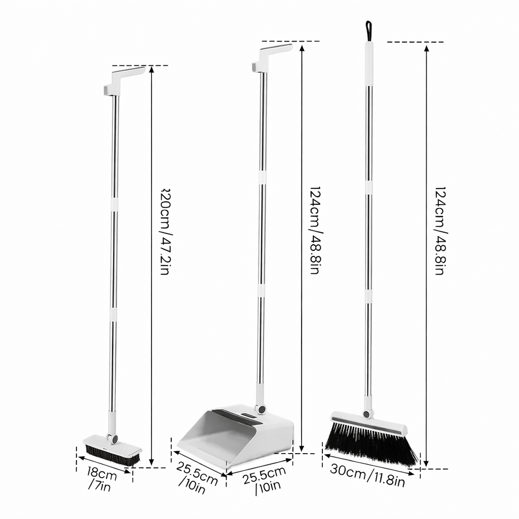  - in - 1 Upright Broom & Dustpan Set with Hidden Brush – No - Touch Hair Cleaning - Glowonlite - Glowonlite