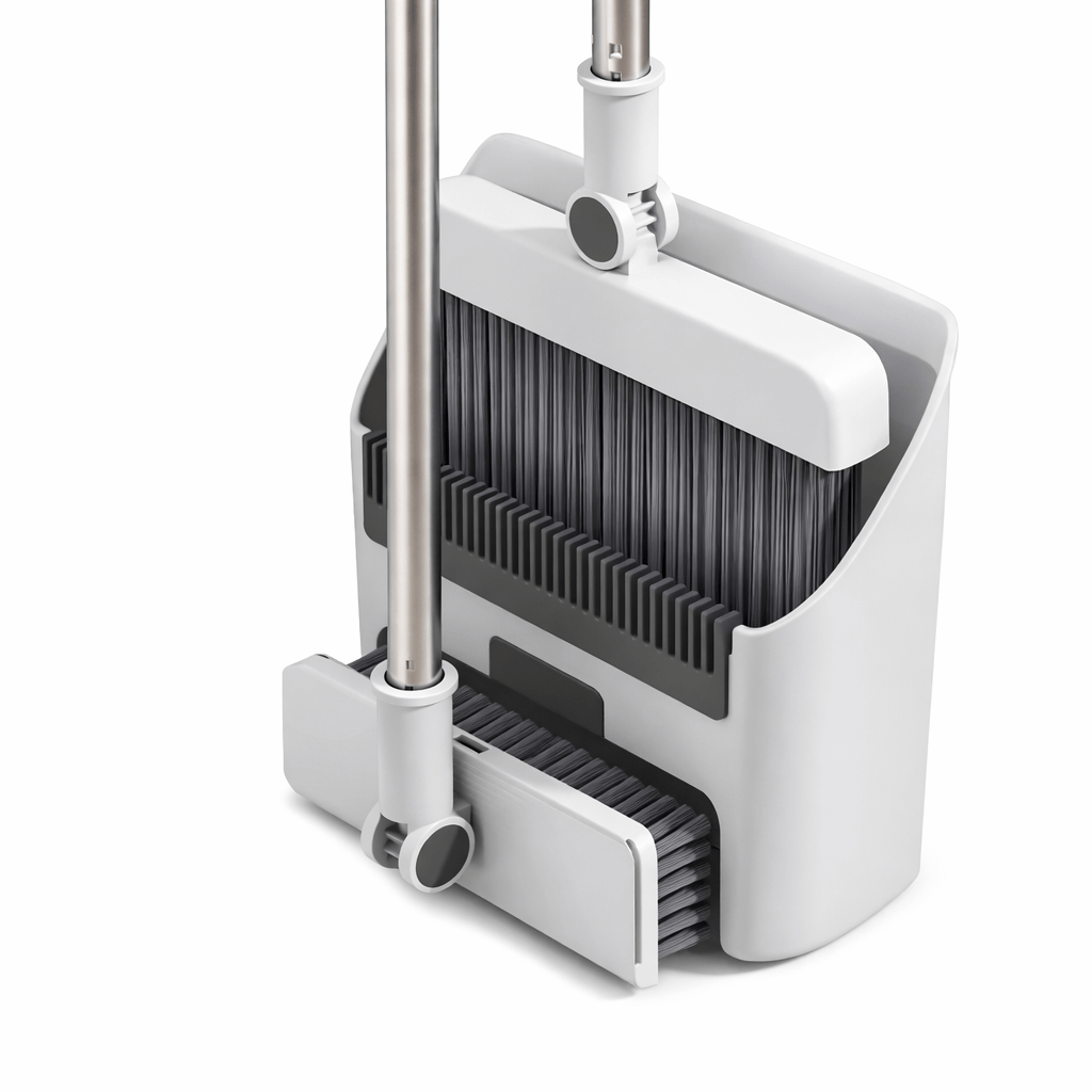  - in - 1 Upright Broom & Dustpan Set with Hidden Brush – No - Touch Hair Cleaning - Glowonlite - Glowonlite