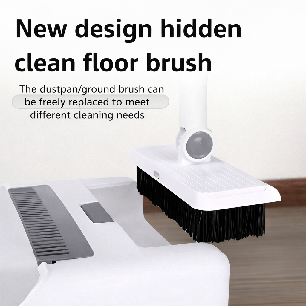  - in - 1 Upright Broom & Dustpan Set with Hidden Brush – No - Touch Hair Cleaning - Glowonlite - Glowonlite