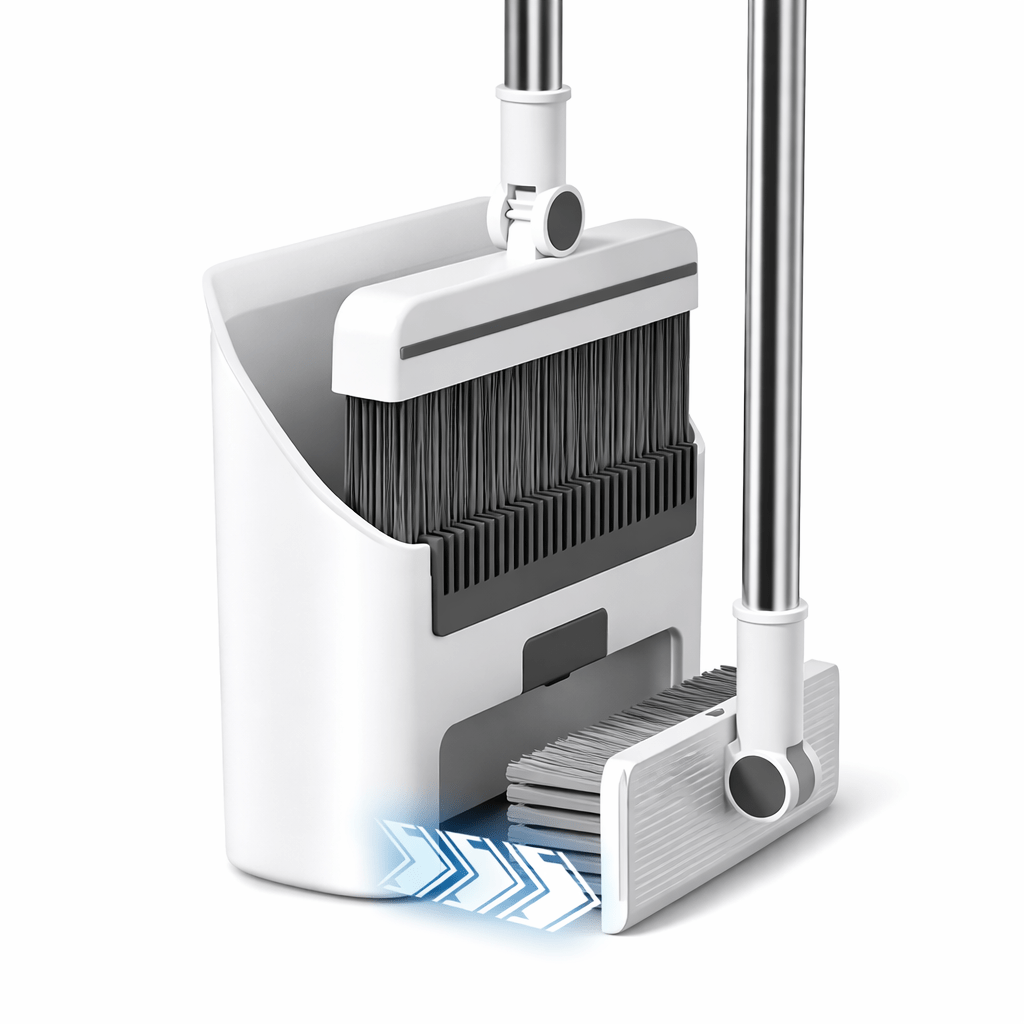  - in - 1 Upright Broom & Dustpan Set with Hidden Brush – No - Touch Hair Cleaning - Glowonlite - Glowonlite